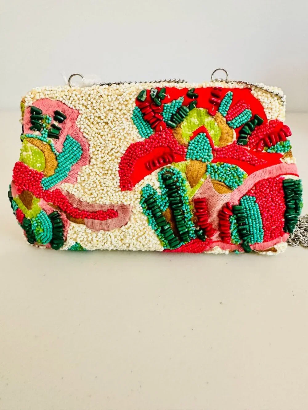 TIK TOK VIRAL HANDCRAFTED IN INDIA BEADED CLUTCH SHOULDER BAG - Picture 3 of 10
